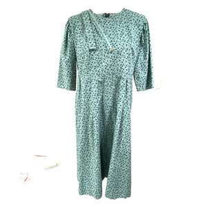 Amish Mennonite Blue Cape Dress 3/4 Sleeve Handmade Bust 42" Length 43" Belt